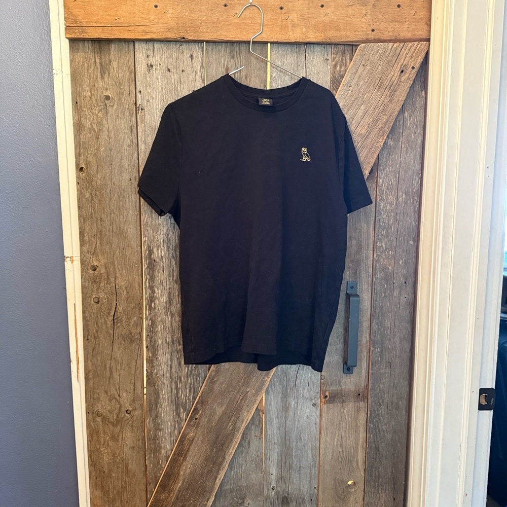 OVO Black Tee with Gold Owl Logo